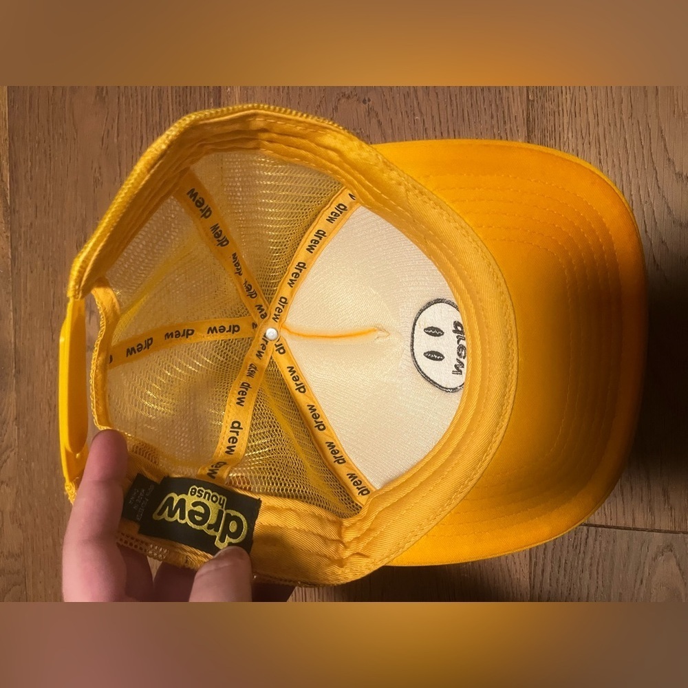 DREW HOUSE Justin Bieber Mascot Smiley Trucker Hat Golden Yellow SnapBack - Picture 5 of 6